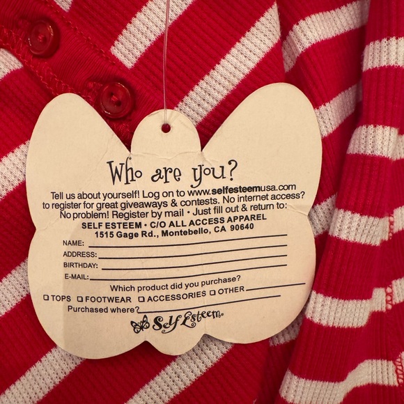 SELF ESTEEM XL RED AND WHITE QUARTER TEE - Picture 7 of 7